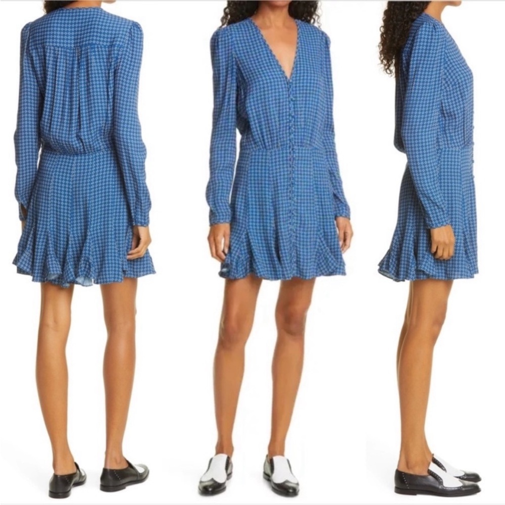 Veronica Beard Riggins Patterned Long Sleeve Dress